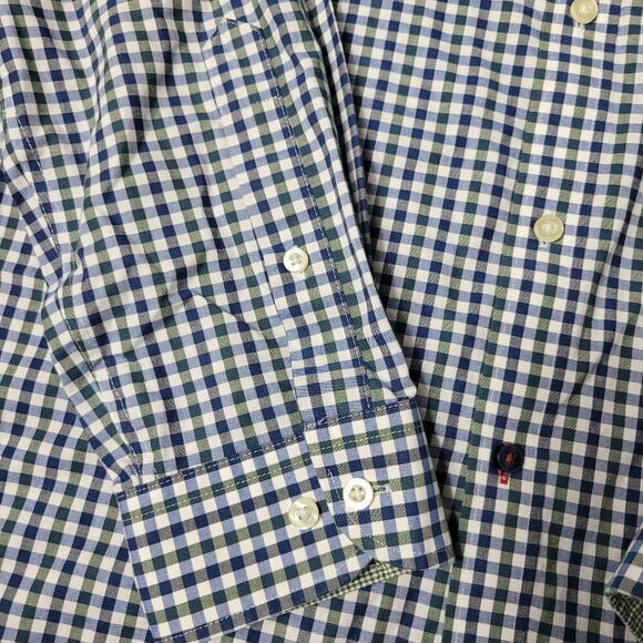 Tommy Hilfiger Mens Size M Checkered Long Sleeve Button Down Blue Green Shirt - Picture 6 of 14